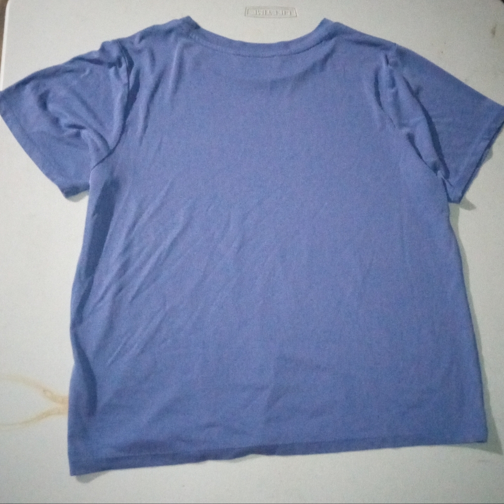 Double Zero Women's Blue Textured Short Sleeve Tee Top - Size Small - Picture 2 of 6
